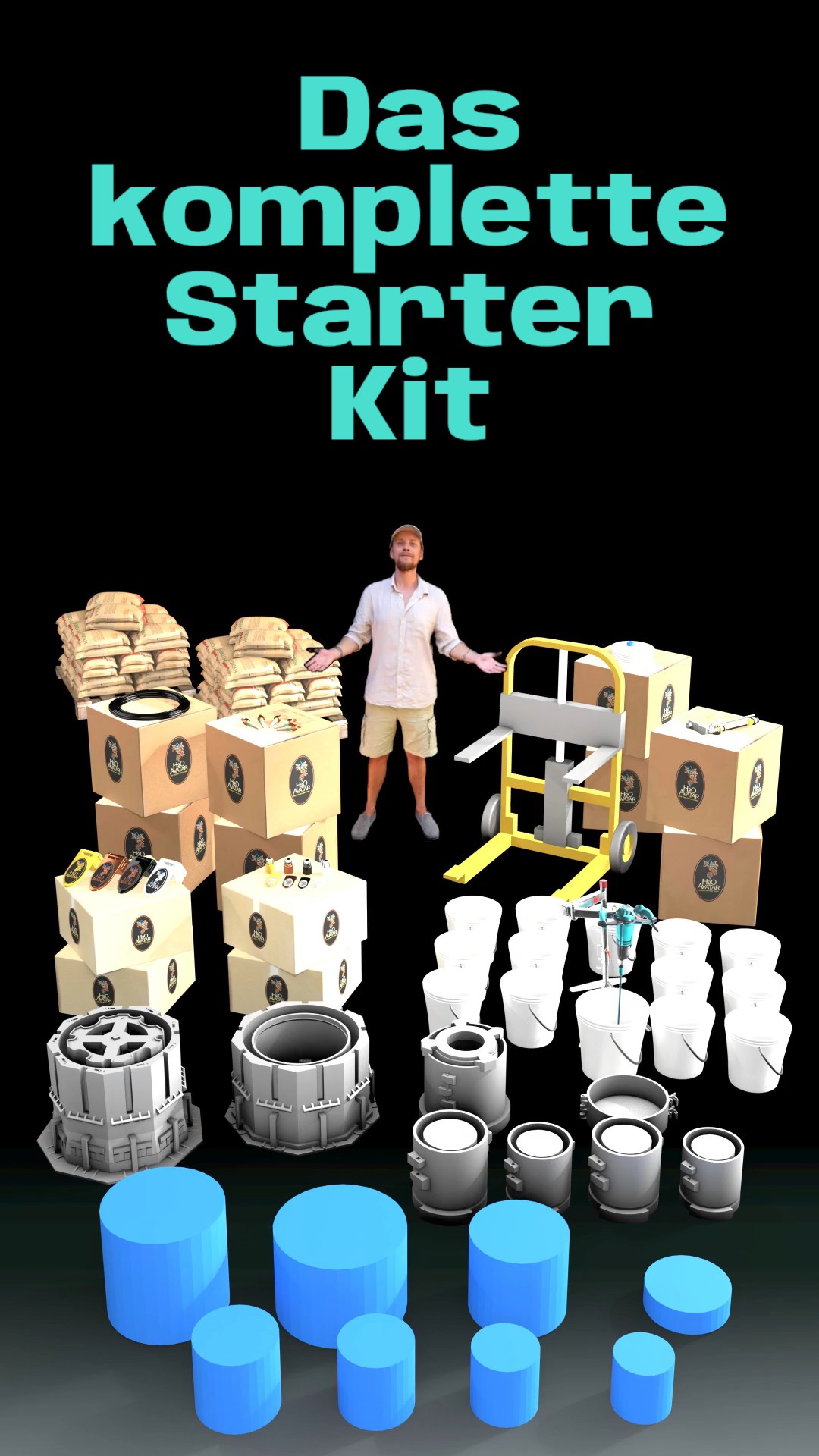 Starter kit and tools neatly arranged